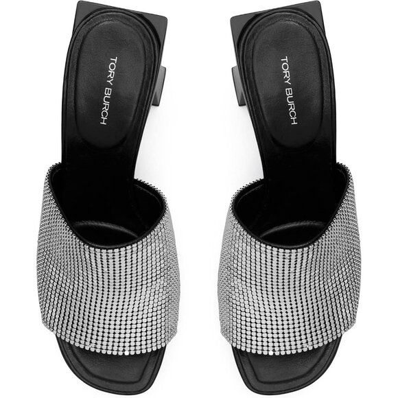 TORY BURCH Block T Chainmail Mule Sandal Size 8 - Picture 3 of 11